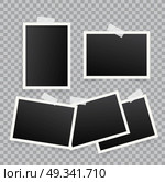 Set of template photo frames with shadow on transparent background. Vector illustration for your photos or memories. Scrapbook design. Стоковая иллюстрация, агентство Ingram Publishing / Фотобанк Лори
