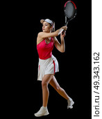 Young woman tennis player (without ball version) Стоковое фото, агентство Ingram Publishing / Фотобанк Лори