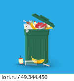 A full garbage can with waste. Стоковая иллюстрация, агентство Ingram Publishing / Фотобанк Лори