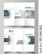 Tri-fold brochure business templates on both sides. Easy editable abstract vector layout in flat design. DNA and neurons molecule structure. Medicine, science, technology concept. Scalable graphic.. Tri-fold brochure business templates on both sides. Easy editable abstract vector layout in flat design. DNA and neurons molecule structure. Medicine, science, technology concept. Scalable graphic. Стоковая иллюстрация, агентство Ingram Publishing / Фотобанк Лори