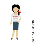 Woman Character Template Vector Illustration.. Female character without face in blouse with mommy title vector. Flat design. Woman template personage figure illustration for mother day concepts, fashion app, infographic. Isolated on white. Стоковая иллюстрация, агентство Ingram Publishing / Фотобанк Лори