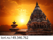 Temples of Durbar Square in Bhaktapur, Kathmandu valey, Nepal. Стоковое фото, агентство Ingram Publishing / Фотобанк Лори