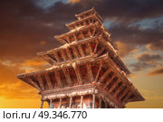 Temples of Durbar Square in Bhaktapur, Kathmandu valey, Nepal. Стоковое фото, агентство Ingram Publishing / Фотобанк Лори