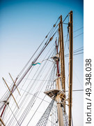 old sailing ship, frigate at anchor in the port of Gdynia, Poland. old sailing ship, frigate at anchor in the port. Стоковое фото, агентство Ingram Publishing / Фотобанк Лори