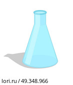 Empty Chemical Flask with Shadow Vector Icon. Empty chemical flask with shadow vector illustration isolated on white. Medical laboratory glass equipment, container for storage fluids. Стоковая иллюстрация, агентство Ingram Publishing / Фотобанк Лори