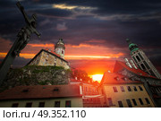 Cesky Krumlov - the city of South Bohemia Czech Republic region. Located on the Vltava River. declared a UNESCO World Heritage Site.. Cesky Krumlov . Стоковое фото, агентство Ingram Publishing / Фотобанк Лори
