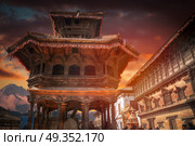 Temples of Durbar Square in Bhaktapur, Kathmandu valey, Nepal..  Durbar Square in Bhaktapur. Стоковое фото, агентство Ingram Publishing / Фотобанк Лори