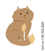 Cat Isolated on White. Domestic, Feral Kitten. Cat isolated on white. Domestic cat, feral cat, house cat is a small, typically furry, carnivorous mammal. Sticker for children. Fluffy little brown kitten. Vector design illustration in flat style. Стоковая иллюстрация, агентство Ingram Publishing / Фотобанк Лори