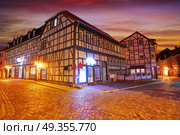 Nordhausen city at sunset in Thuringia Germany. Nordhausen city facades at sunset in Thuringia Germany. Стоковое фото, агентство Ingram Publishing / Фотобанк Лори