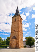 St Petri Kirche tower Nordhausen Harz Germany. St Petri Kirche church tower in Nordhausen at Harz Thuringia of Germany. Стоковое фото, агентство Ingram Publishing / Фотобанк Лори