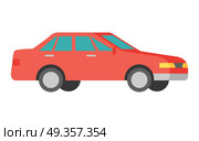 Vector Red Car Isolated on White. Car Icon Symbol.. Vector red car isolated on white. Car icon symbol. Hatchback car. Modern car sign. Powerful car model in flat style. Fashionable automobile. Luxury family vehicle. Rally concept. Vector illustration. Стоковая иллюстрация, агентство Ingram Publishing / Фотобанк Лори