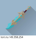 Cartoon Game Sword with Shadow. War Concept.. Cartoon game sword with shadow. One-handed medieval knife. Weapon symbol icon. War concept. For computer games, mobile appliances. Part of series of game objects in flat design. Vector illustration. Стоковая иллюстрация, агентство Ingram Publishing / Фотобанк Лори