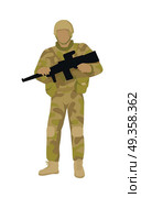 Armed Soldier with Weapon Isolated. Infantry Troop. Armed soldier with weapon isolated. Infantry troop soldiers with gun. Men in camouflage combat uniform. Combat on foot. War concept. Strong fighter troop. Commander. Vector illustration in flat style. Стоковая иллюстрация, агентство Ingram Publishing / Фотобанк Лори