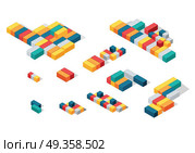 Stack of Cargo or Intermodal Containers. Vector. Stack of cargo or intermodal containers. Cargo freight ISO shipping sea or ocean container, van or conex box. Large standardized shipping containers, designed for intermodal freight transport. Vector. Стоковая иллюстрация, агентство Ingram Publishing / Фотобанк Лори