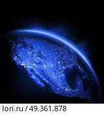 USA city lights 3d rendering. USA city lights. Earth lights 3d rendering, maps courtesy of NASA. USA city lights 3d rendering. Стоковое фото, агентство Ingram Publishing / Фотобанк Лори