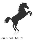 Rearing Sorrel Horse Logo. Rearing sorrel horse black logo vector. Flat design. Domestic animal. Country inhabitants concept. For farming, animal husbandry, horse sport illustrating. Agricultural species. Isolated on white. Стоковая иллюстрация, агентство Ingram Publishing / Фотобанк Лори