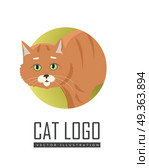 Red Cat Vector Flat Design Illustration. Aggressive or frightened red cat with arched back flat vector illustration isolated on white background. Domestic animal emotions and behavior. For pet shop ad, animalistic hobby concept, breeding. Стоковая иллюстрация, агентство Ingram Publishing / Фотобанк Лори