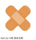 Cross Medical Plaster Isolated. Adhesive Bandage.. Crossed medical plaster isolated on white. Realistic looking adhesive bandage. Detailed dimensional breathable fabric. Health care concept. First medical aid. Injury protector. Vector illustration. Стоковая иллюстрация, агентство Ingram Publishing / Фотобанк Лори