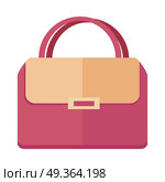 Ladies handbag in flat style. Female bag isolated.. Ladies handbag in flat style. Female handbag isolated on white background. Elegant ladies two colored bag. Elegant ladies leather bag. Flat female accessories object. Clutch bag. Vector illustration. Стоковая иллюстрация, агентство Ingram Publishing / Фотобанк Лори