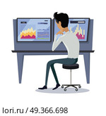 Modern Online Trading Technology Illustration.. Modern online trading on stock exchange concept. Flat style design Monitoring of value indexes. Online trading technology. Brokerage trading on the web vector. Flat style design. Businessman at work. Стоковая иллюстрация, агентство Ingram Publishing / Фотобанк Лори