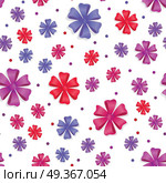 Flower Bows Seamless Pattern. Cute Bright Bowknots. Flower bows seamless pattern. Pussy bright bow knots isolated on white. Gift knot of ribbons endless texture. Overwhelming bow without ends decorative element. Flat style, Vector cassical bows. Стоковая иллюстрация, агентство Ingram Publishing / Фотобанк Лори