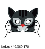 Cat Animal Carnival Mask. Wild or Home Feline. Cat animal carnival mask vector illustration in flat style. Wild or home feline mammal. Funny childish masquerade mask isolated on white. New Year masque for festivals, holiday dress code for kids. Стоковая иллюстрация, агентство Ingram Publishing / Фотобанк Лори
