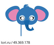 Elephant Carnival Mask. Big Animal with Large Ears. Elephant carnival mask vector illustration in flat style. Big grey animal with large ears. Funny childish masquerade mask isolated on white. New Year masque for festivals, holiday dress code for kids. Стоковая иллюстрация, агентство Ingram Publishing / Фотобанк Лори