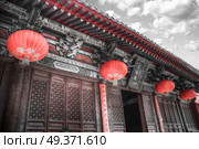 Shaolin is a Buddhist monastery in central China. black and red and white photo. Стоковое фото, агентство Ingram Publishing / Фотобанк Лори