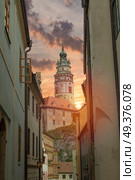 Cesky Krumlov - the city of South Bohemia Czech Republic region. Located on the Vltava River. declared a UNESCO World Heritage Site. Стоковое фото, агентство Ingram Publishing / Фотобанк Лори