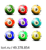 Lottery number balls set of nine isolated realistic images of balls for drawing machine with shadows vector illustration. Lottery Numbered Balls Set. Стоковая иллюстрация, агентство Ingram Publishing / Фотобанк Лори