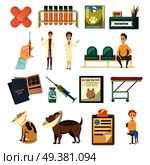 Compulsory vaccination orthogonal icons set with hand holdinig syringe pets patients medical assistaants vet isolated vector illustration . Compulsory Vaccination Orthogonal Icons Set. Стоковая иллюстрация, агентство Ingram Publishing / Фотобанк Лори