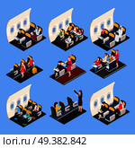 Airplane passengers and crew isometric composition set isolated vector illustration. Airplane Passengers Composition Set. Стоковая иллюстрация, агентство Ingram Publishing / Фотобанк Лори