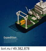 Bathyscaphe diving equipment for underwater exploration tests discoveries on board expedition ocean vessel isometric composition vector illustration  . Diving Equipment On-Board Isometric. Стоковая иллюстрация, агентство Ingram Publishing / Фотобанк Лори