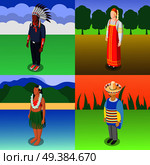 Multinational world culture 2x2 design concept of four square compositions with people in national costumes on native nature background isometric vector illustration. Multinational World Culture 2x2 Design Concept. Стоковая иллюстрация, агентство Ingram Publishing / Фотобанк Лори