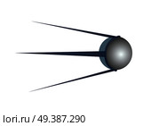 Sputnik one first of earth satellites gray icon cartoon style. Sputnik icon in monochrome style isolated on white background. Symbol planet Earth space stock vector illustration flat design.. Sputnik One First of Earth Satellites Gray Icon. Стоковая иллюстрация, агентство Ingram Publishing / Фотобанк Лори
