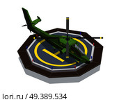 Airplanes helicopters isometric composition with images of military helicopter set on helipad touchdown site landing deck vector illustration. Helicopter Pad Isometric Composition. Стоковая иллюстрация, агентство Ingram Publishing / Фотобанк Лори