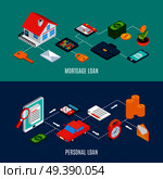 Loans Isometric Banners Set. Стоковая иллюстрация, агентство Ingram Publishing / Фотобанк Лори