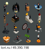 Entrepreneur isometric icons creative idea sociality purposefulness self education and success isolated on grey background vector illustration  . Entrepreneur Isometric Icons. Стоковая иллюстрация, агентство Ingram Publishing / Фотобанк Лори