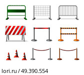 Temporary Fencing Barrier Realistic Icon Set. Стоковая иллюстрация, агентство Ingram Publishing / Фотобанк Лори