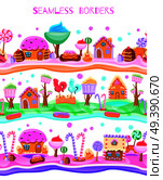 Candy Land Flat Seamless Border. Стоковая иллюстрация, агентство Ingram Publishing / Фотобанк Лори