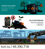 Pollution Ecology Flat Banners. Стоковая иллюстрация, агентство Ingram Publishing / Фотобанк Лори