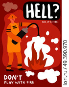 Fire Fighting Flat Poster. Стоковая иллюстрация, агентство Ingram Publishing / Фотобанк Лори
