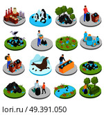 Pollution Isometric Icons Collection. Стоковая иллюстрация, агентство Ingram Publishing / Фотобанк Лори