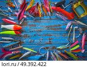 Fishing lures tackle collection for saltwater trolling and spinning angler. Стоковое фото, агентство Ingram Publishing / Фотобанк Лори