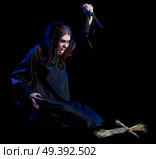 Scary witch isolated on black. Стоковое фото, агентство Ingram Publishing / Фотобанк Лори