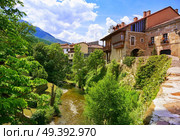 Potes river Quiviesa Deva a Cantabria village of Spain. Стоковое фото, агентство Ingram Publishing / Фотобанк Лори