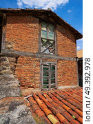 Potes village facades in Cantabria of Spain. Стоковое фото, агентство Ingram Publishing / Фотобанк Лори