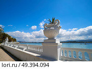 La Toja island Toxa beach flower pot in Pontevedra Galicia Spain. Стоковое фото, агентство Ingram Publishing / Фотобанк Лори