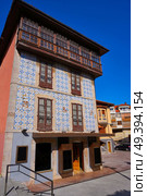Llanes village facades in Asturias of Spain. Стоковое фото, агентство Ingram Publishing / Фотобанк Лори