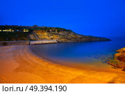 Llanes Playa del Sablon beach sunset in Asturias of Spain. Стоковое фото, агентство Ingram Publishing / Фотобанк Лори